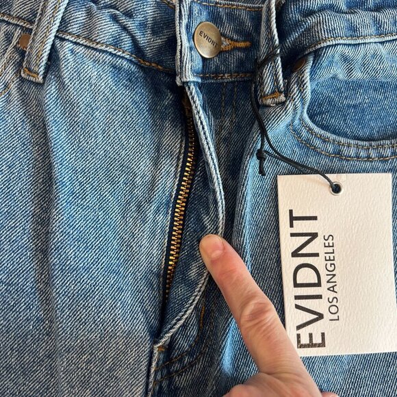 Anthropologie Evidnt Essen Relaxed Jeans Raw Hem Sz 28 Blue - Picture 9 of 12